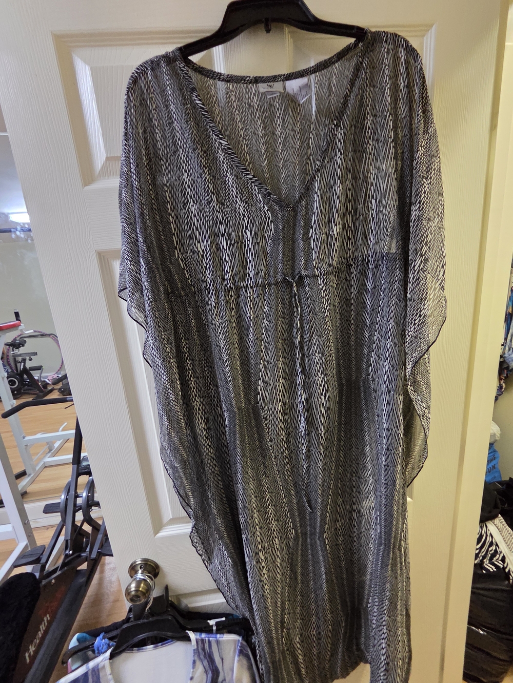 Sheer Black & White Swim Cover-Up Tunic